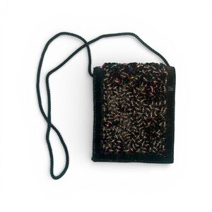 Elegant Black and Multicolor Beaded Clutch